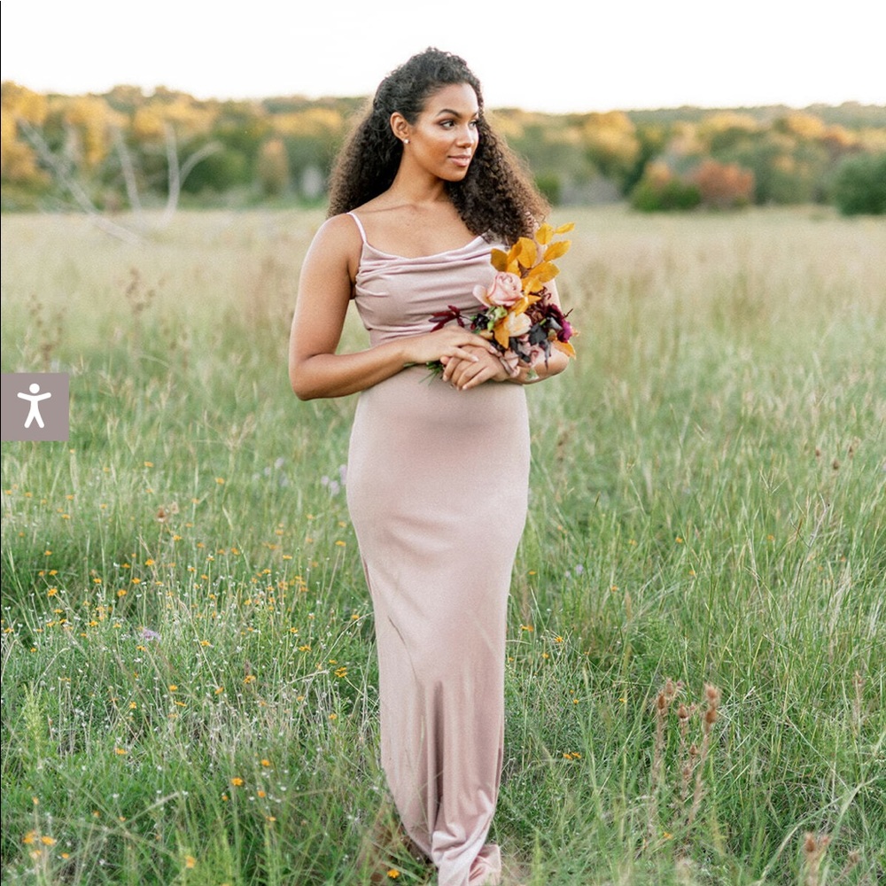 Relvery || Suede deep blush Drape Gown